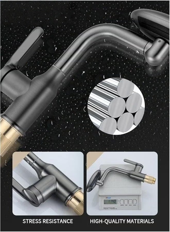 صنبور المطبخ,لمس ثقب واحد صنابير حوض الفولاذ المقاوم للصدأ,صنابير المقبض الحديثة للمحوض,4 وظيفة,رمادي,, - Image 3